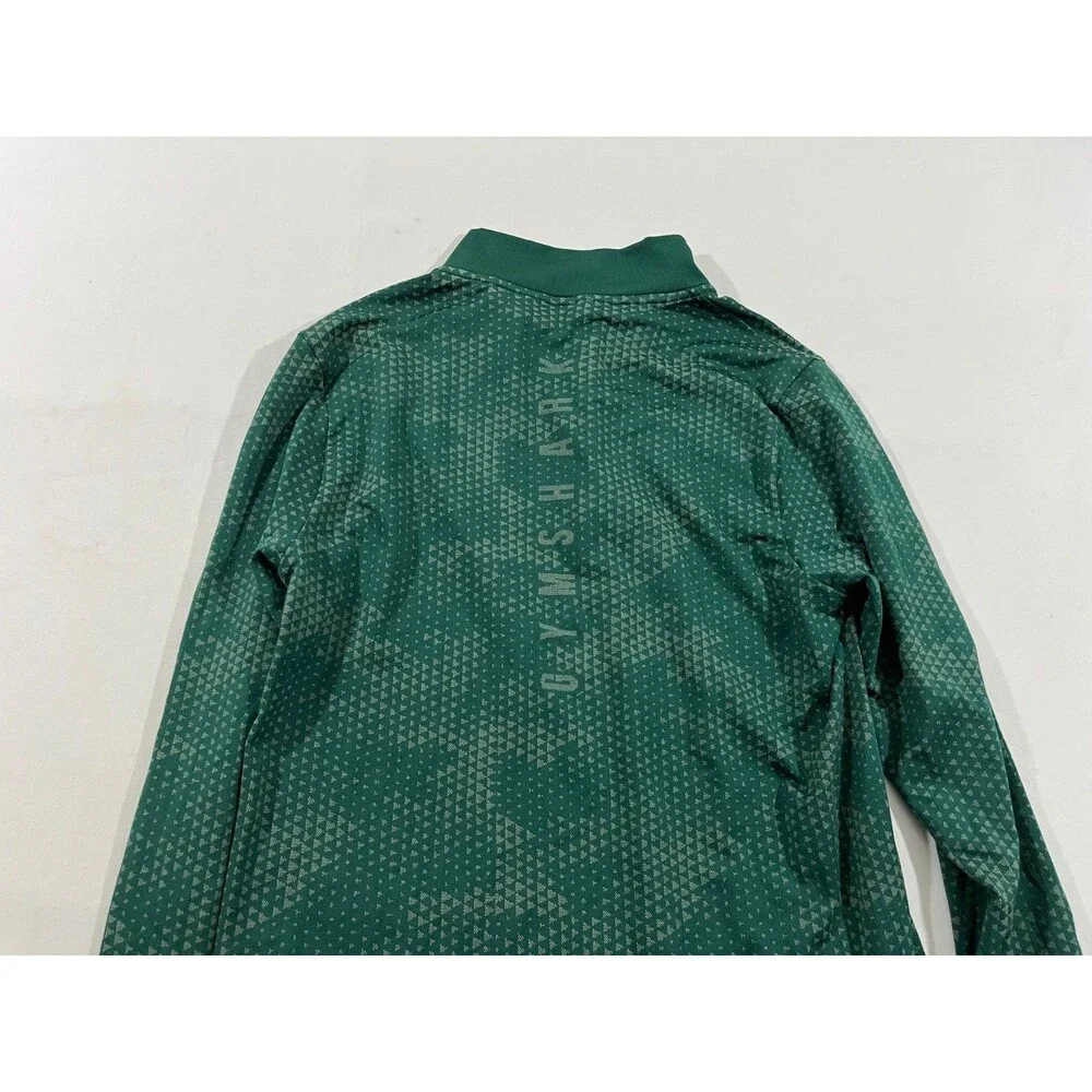 Gymshark Mens Sport Slim Apex Green 1/4 Zip Pullover Shirt Long Sleeve Top Sz S - Picture 6 of 7